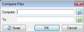 Compare Files dialog box in Microsoft Spreadsheet Compare, highlighting the file selection options.