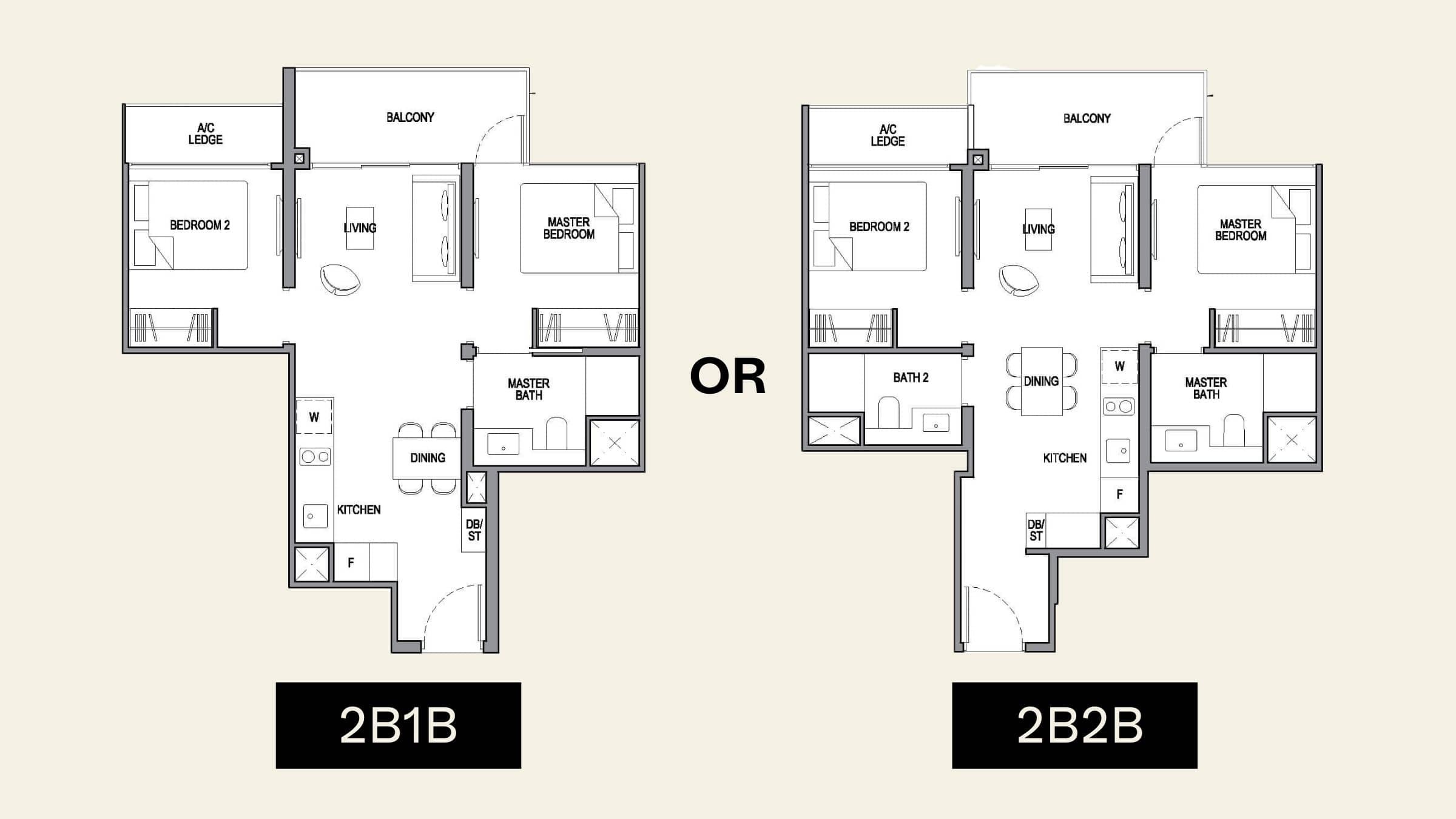 Condo Bathroom Comparison: 2B1B vs 2B2B Investment