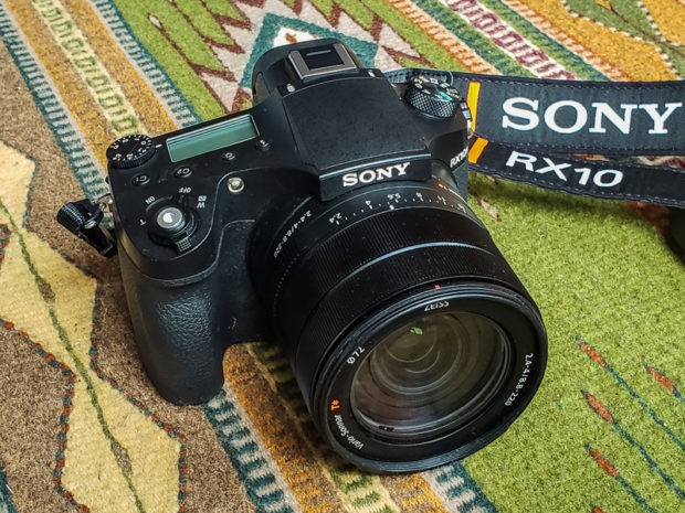 Sony Cyber-shot RX10 IV camera with a 24-600mm equivalent f/2.4-4 stabilized zoom lens and 1-inch type sensor.