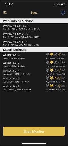 Scosche App Workout Sync Interface