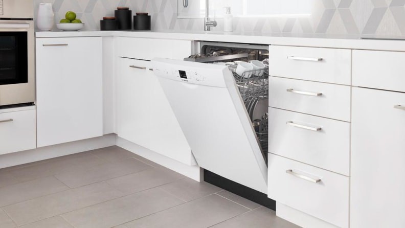 Bosch dishwashers seamlessly integrate into modern kitchens with their flush installation design.