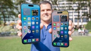 iPhone 16 Pro Max and iPhone 16 Pro displays side-by-side highlighting size difference