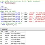 Output of SELECT * FROM department_new showing table data