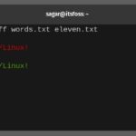 Screenshot of the colordiff command output, showing colored differences between two files, illustrating an improvement over the standard diff command for comparing files on Linux.