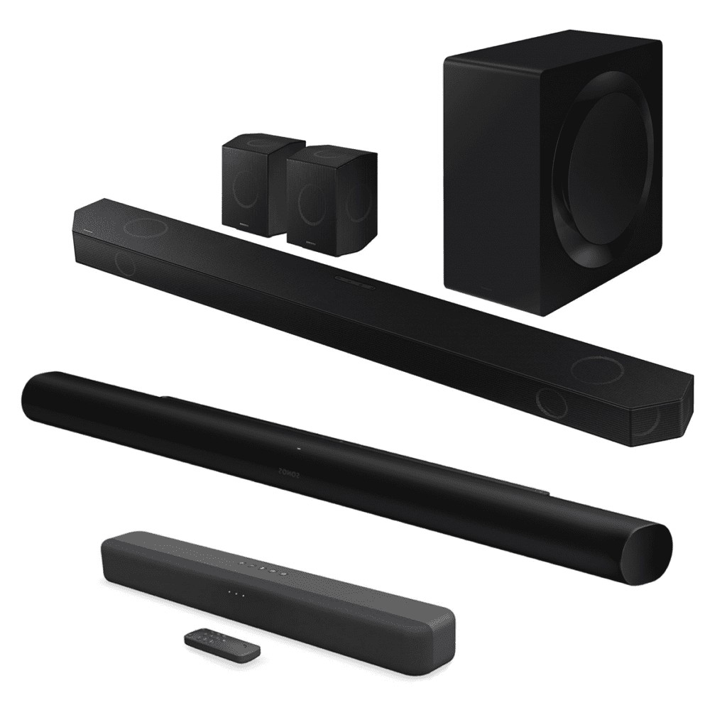 Compare Soundbars: A detailed comparison table featuring over 70 soundbars from top brands like LG, Sony, Samsung, Bose, and Sonos, allowing users to compare specifications and features side-by-side to find the best soundbar for their home theater setup.