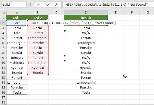 Using IFERROR with VLOOKUP to handle not found values