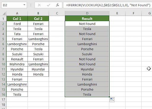 VLOOKUP formula result with IFERROR for cleaner output