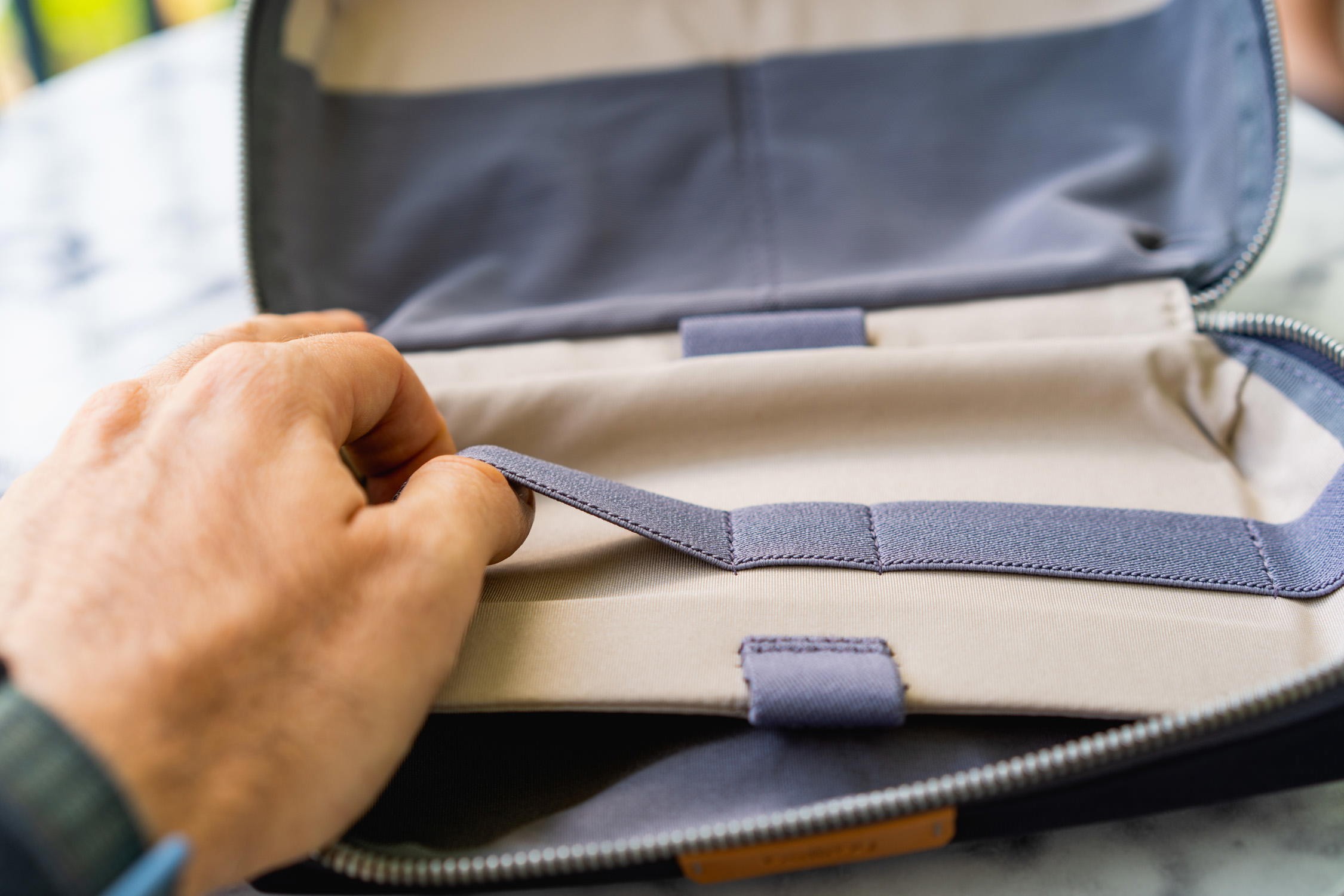 Bellroy Tech Kit showcasing organized interior and zipper detail