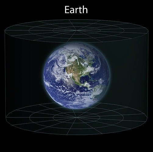 Earth from space with a focus on continents, showcasing its density and radius.