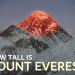 Aerial view of Mount Everest summit and surrounding Himalayan range