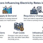 Factors impacting PA electricity rates include supply and demand, regulatory charges, weather conditions, fuel costs, and infrastructure improvements.