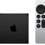 Apple TV 4K (3rd generation) with Siri Remote, showcasing its sleek black design and user-friendly interface