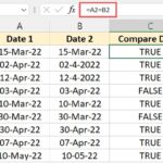 Formula to compare dates in same row