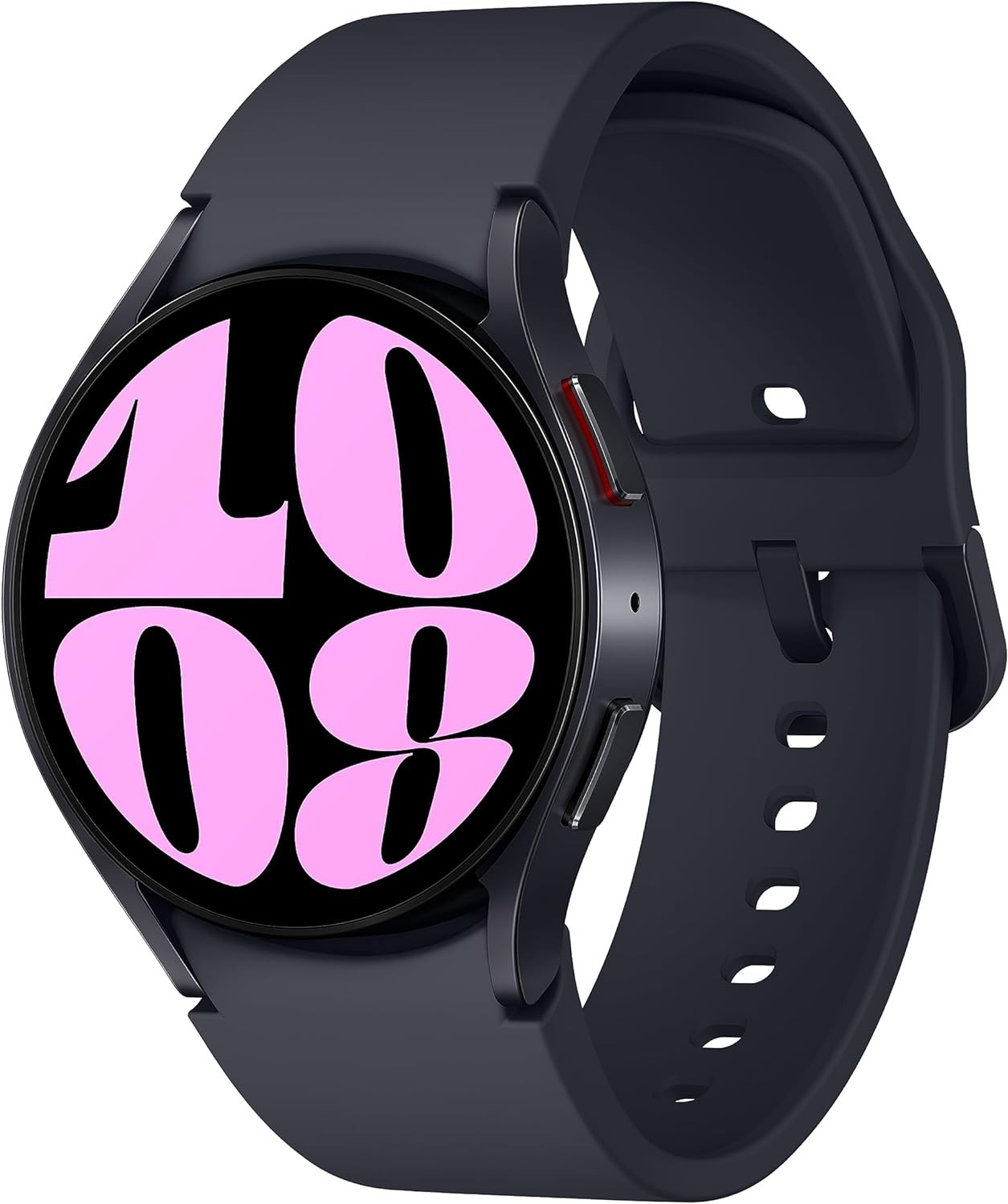 Samsung Galaxy Watch 6 smartwatch on a wrist, displaying a watch face with health metrics.