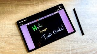 Samsung Galaxy Tab S9 review unit displaying its vibrant screen