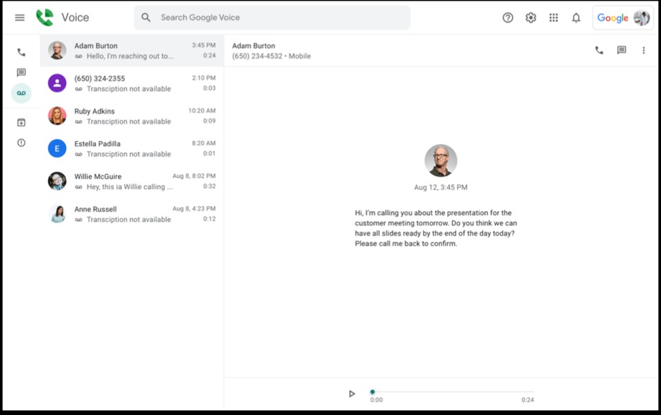 Google Voice Interface