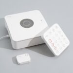 The base station, sensor, and keypad of the Ring Alarm system, a top pick for home security.