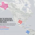 Mercator Projection Map: Visualizing Land Area Distortion for Accurate Size Comparisons Between Texas and Australia.