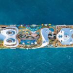 Aerial view of the massive Icon of the Seas cruise ship