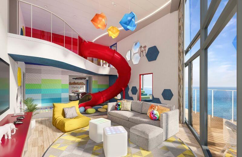 Luxurious Ultimate Family Townhouse suite on Icon of the Seas with slide