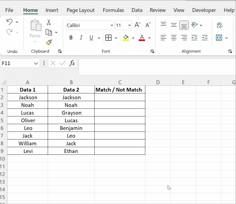 compare excel columns using if condition