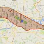 Manhattan superimposed over London, aligning the Theater Districts to visually compare city sizes.