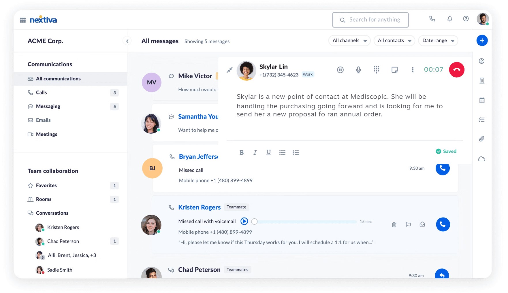 Nextiva Interface