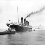 The Titanic, the largest passenger liner of its time in 1912, compared in size to modern cruise liners.