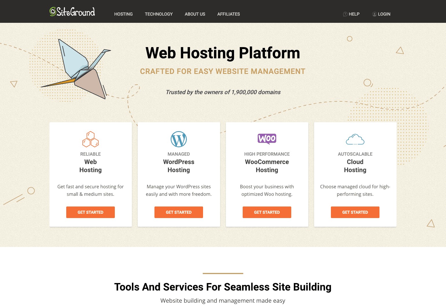 SiteGround web hosting homepage screenshot