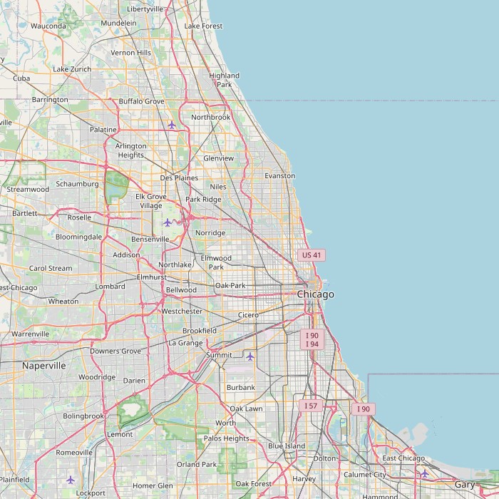 Map showing weather stations near Chicago used for weather data analysis by Weather Spark compare, including KCGX, KMDW, KORD, and KNBU.