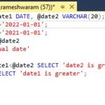 SQL query comparing two different dates using IF-ELSE statement, showing date2 is greater