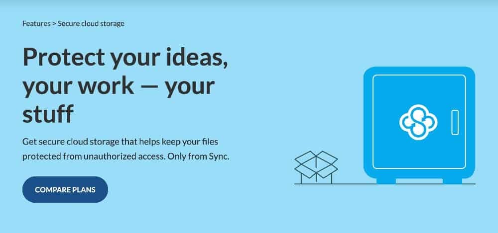 Sync.com call to action for secure cloud storage