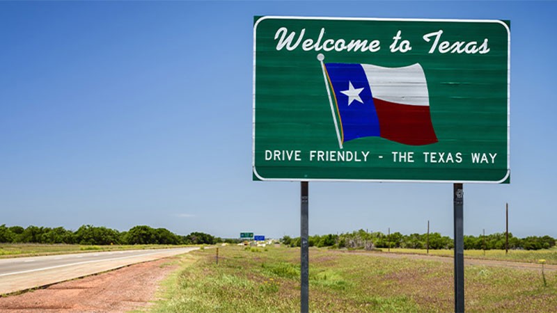 Welcome to Texas road sign