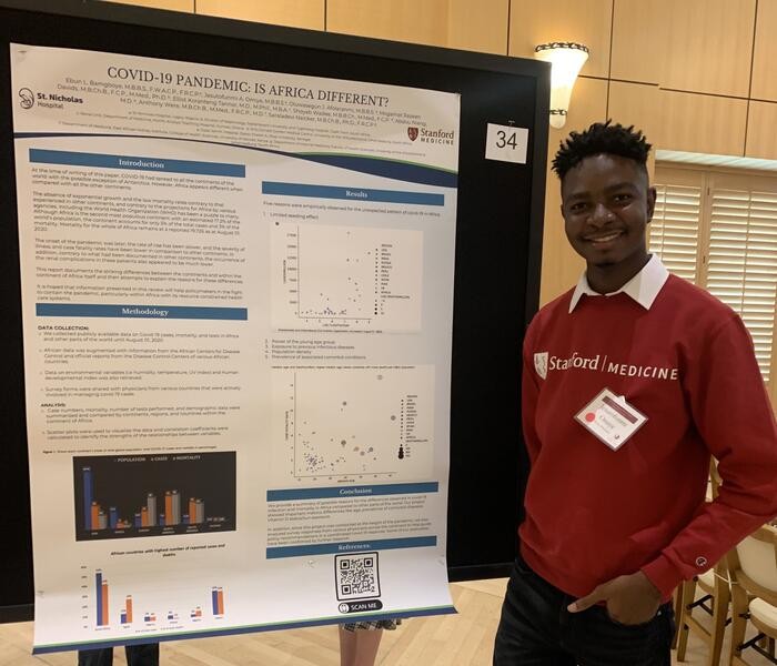 Tofunmi Omiye presents at the Stanford Global Health Research Convening.