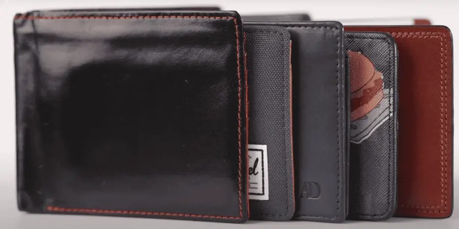 A typical men's wallet showcasing its approximate 6-inch length