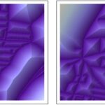 Euclidean distance transform visualized as pseudo-relief surfaces for dataset B (left) and dataset R (right), illustrating distance from features.