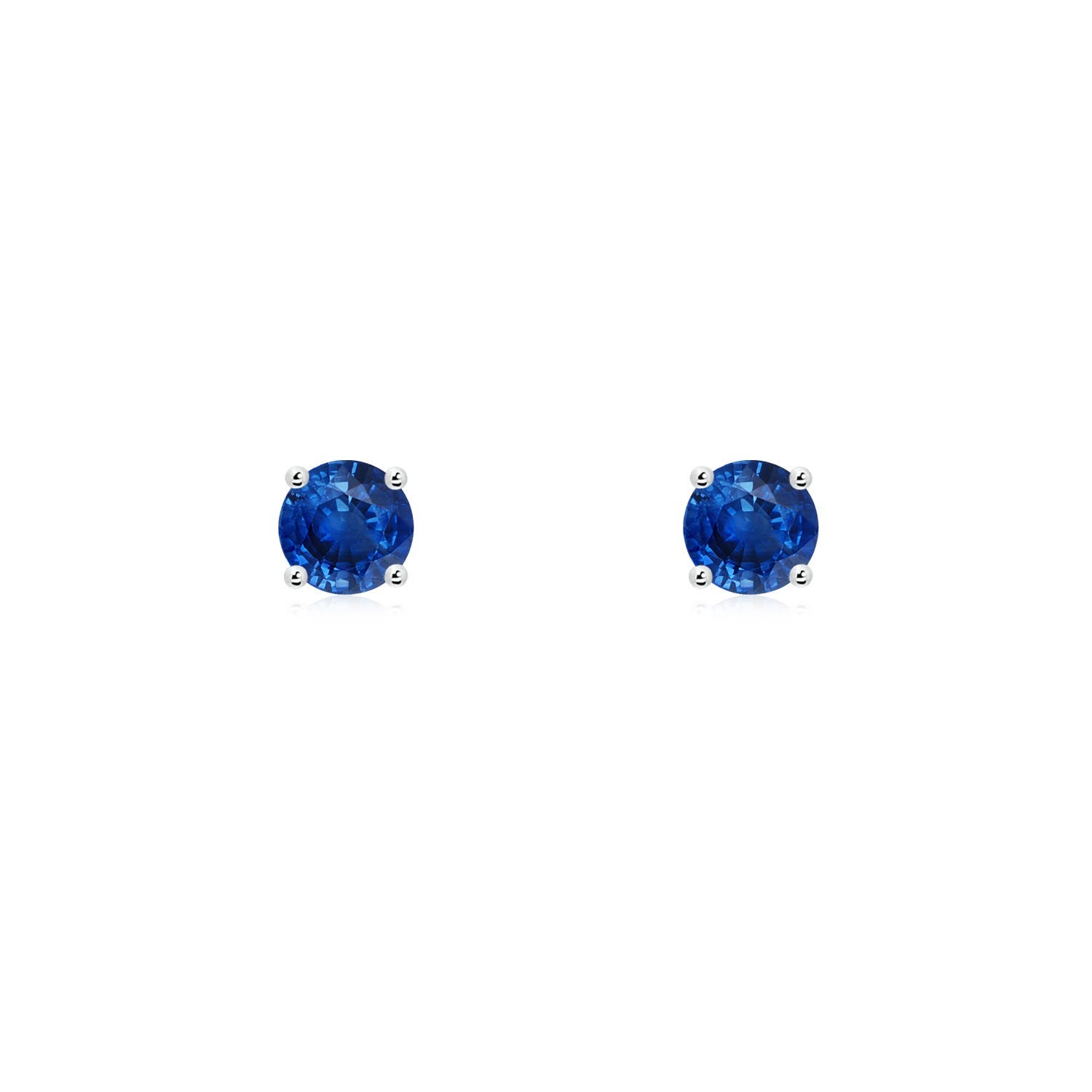 Round Blue Sapphire Stud Earrings