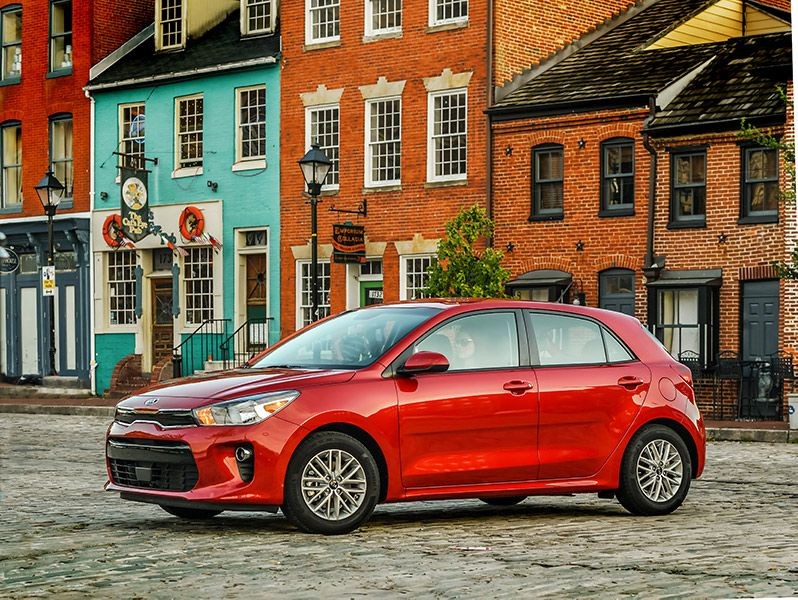 Kia Rio subcompact car on display