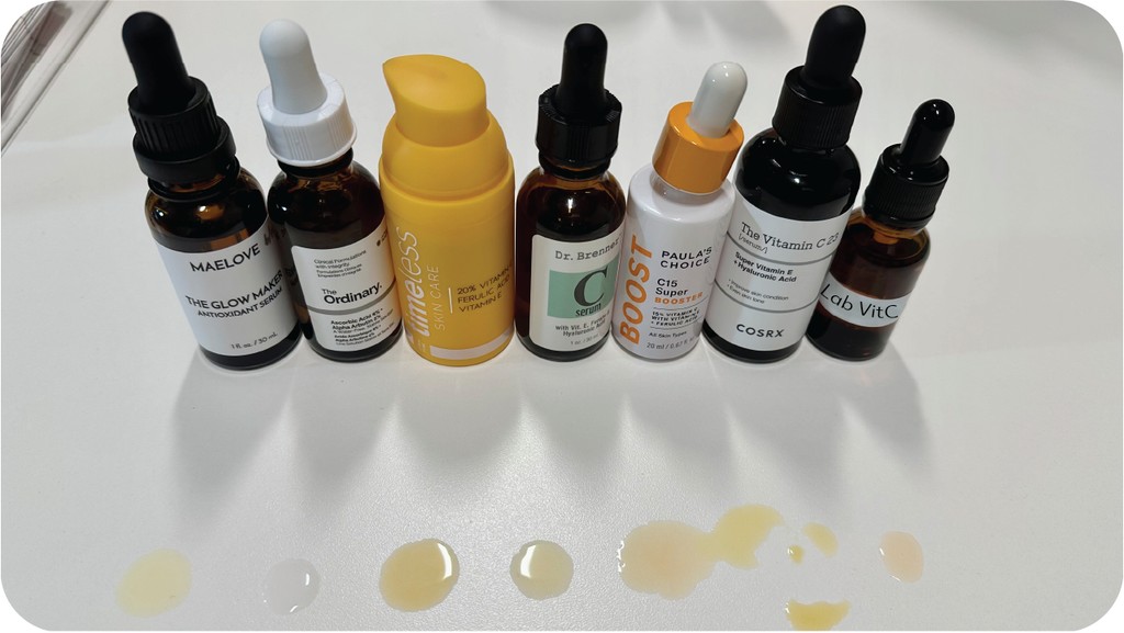 Conducting a stability test by exposing vitamin C serum to light and air
