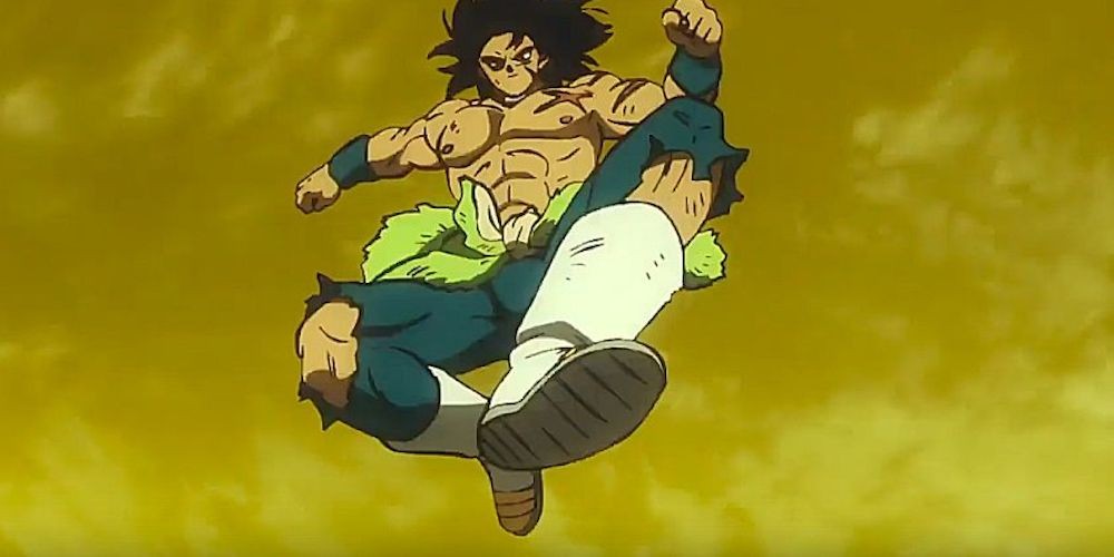 Broly takes a leap on Planet Vampa in Dragon Ball Super: Broly.