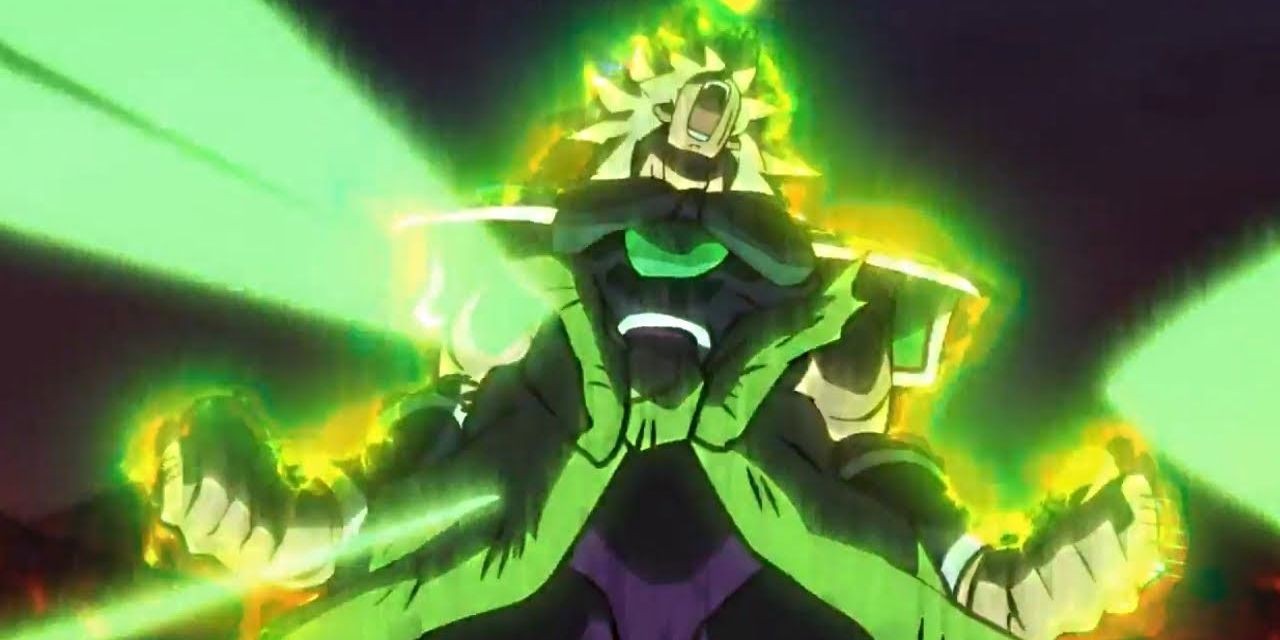 Broly transforms into a Legendary Super Saiyan for the first time in Dragon Ball Super: Broly.