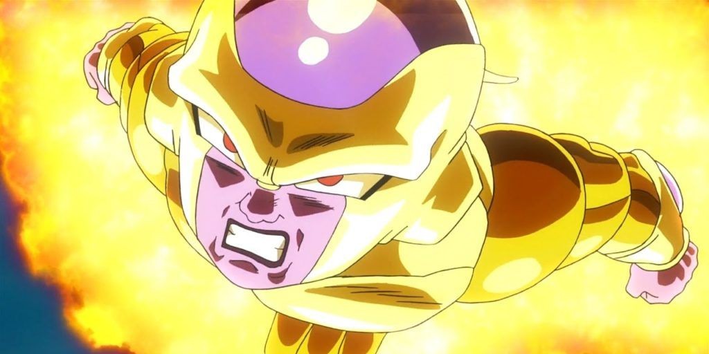 Golden Frieza launches an attack in Dragon Ball Super, demonstrating his power