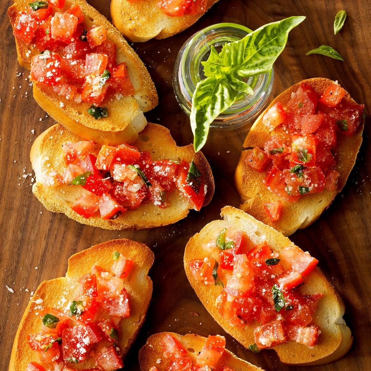 Garlic Tomato Bruschetta with basil