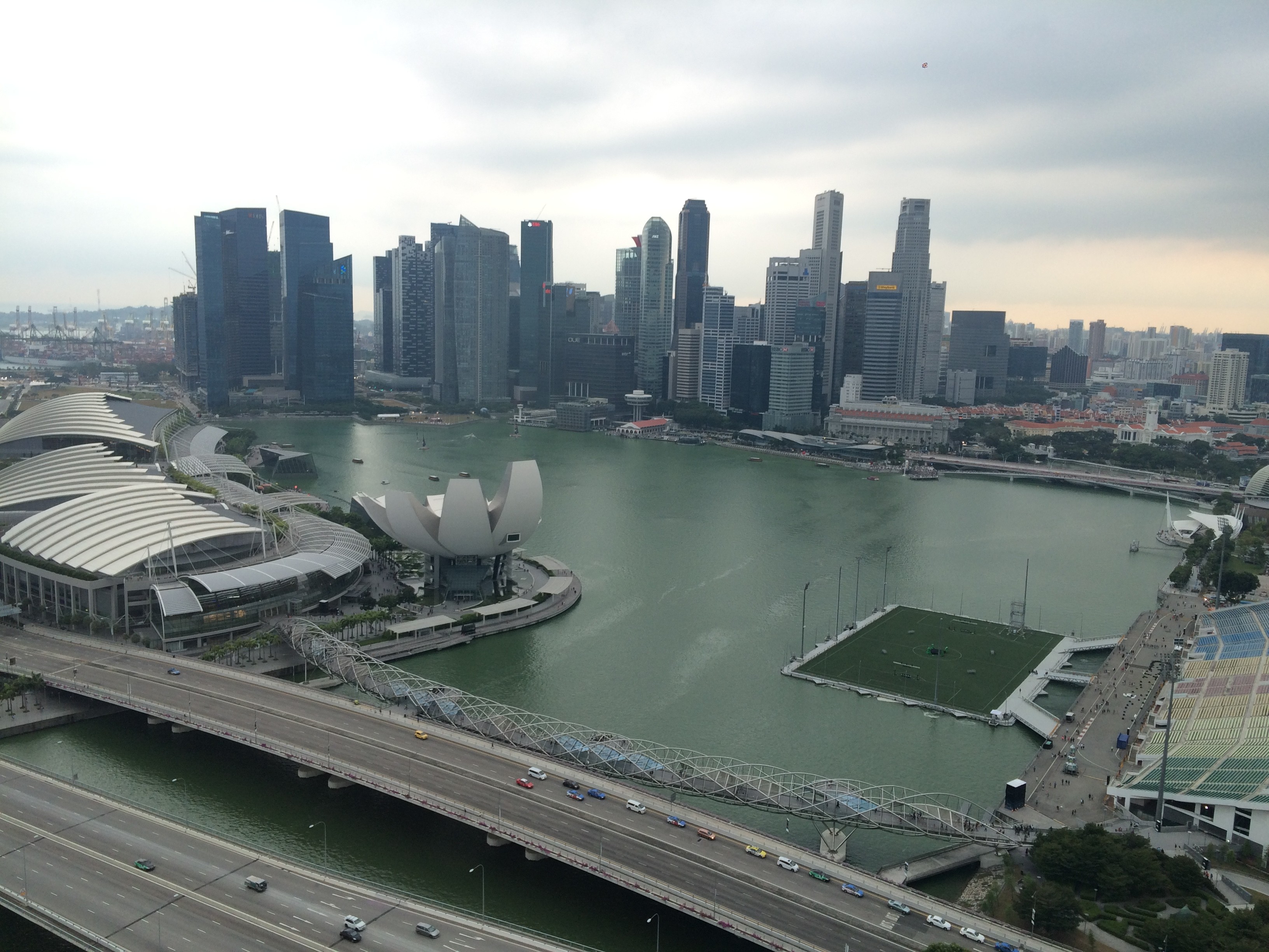 Singapore's downtown skyline as viewed from the Singapore Flyer.