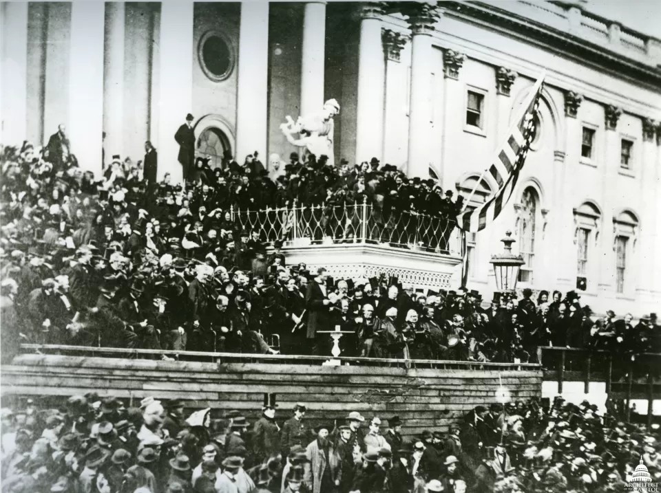 Abraham Lincoln second presidential inauguration at the U.S. Capitol in 1865