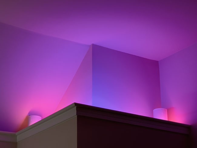 Two Sonos Era 100s configured as a stereo pair in my main bathroom