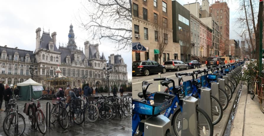 Rideshare Bike Servies in Paris vs. NYC