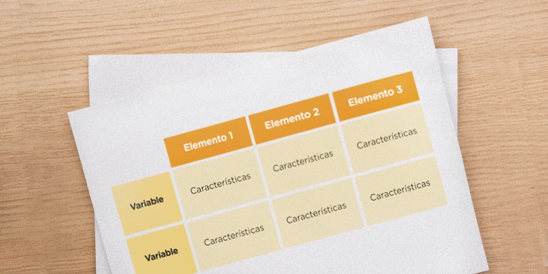 Comparative chart showing product features