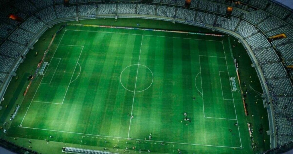 Football field measuring 360 feet between end zones