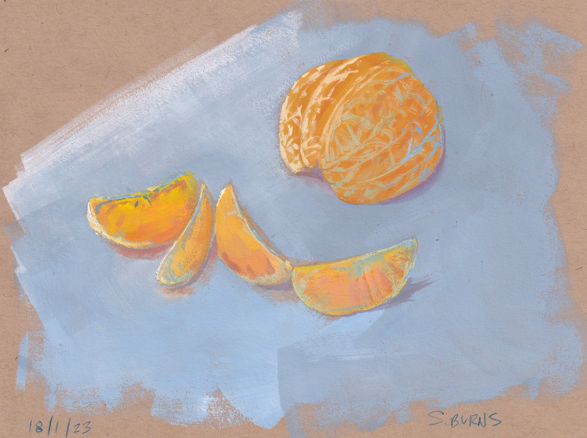 Gouache orange study by Sarah Burns